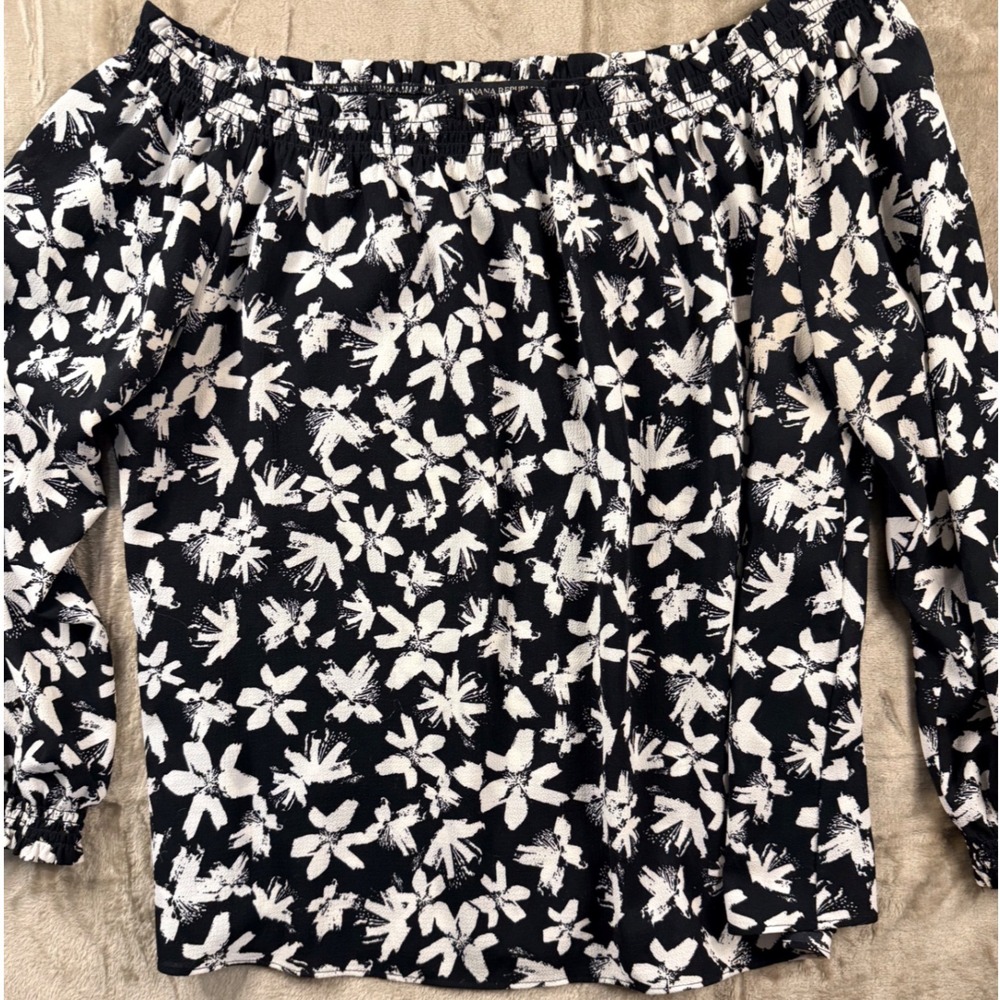 Banana Republic Womens‎ XS Off The Shoulder Floral Blouse Coquette Romantic